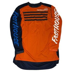 Fasthouse Racing Men's Medium Long Sleeve Mesh Jersey Shirt Orange Blue Moto MX